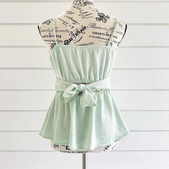 Altar'd State Women's Green Tie Back Waist Ruffled Chest Sleeveless Top Small - Picture 2 of 10